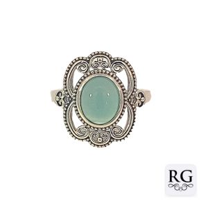 925 OXI OVAL CALCEDONY FILIGREE BOHO RING - 21MM <br/>M13993