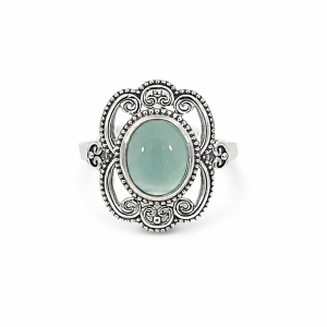 925 OXI OVAL CALCEDONY FILIGREE BOHO RING - 21MM <br/>M13993