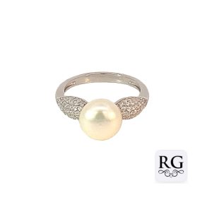 925 WH FW PEARL CZ PAVE SIDES RING - 9MM <br/>M14002