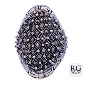 925 MARCASITE VINTAGE DOME BULKY RING - 30MM  <br/>M14035