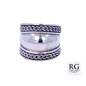 925 OXI CHAIN GROOVE WIDE BALI RING - 19MM <br/>M14036