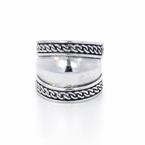 925 OXI CHAIN GROOVE WIDE BALI RING - 19MM <br/>M14036