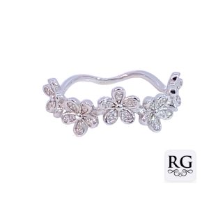 925 CZ PAVE CURVED 5x DAISY RING - 10MM  <br/>M14042