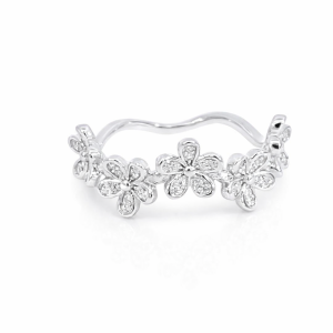 925 CZ PAVE CURVED 5x DAISY RING - 10MM  <br/>M14042