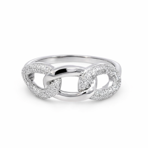 925 CZ PAVE+PLAIN TRIP OV LINK CHAIN RING - 8MM <br/>M14048