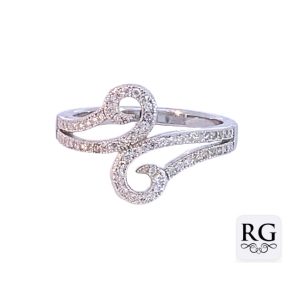 925 CZ PAVE MILLGRAIN OPEN DBL CURL RING - 15MM <br/>M14050