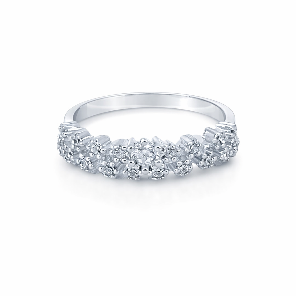 925 CZ PAVE ZIG ZAG DBL LAYER RING - 5MM <br/>M14053