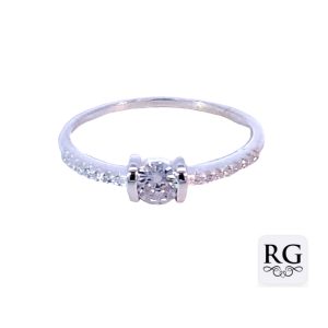 925 CZ PAVE BAR SET SOLITAIRE RING - 5MM