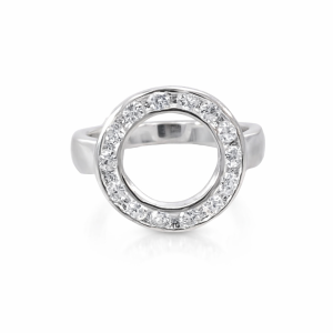 925 CZ PAVE OPEN CUT CIRCLE OF LIFE RING - 16MM <br/>M14058