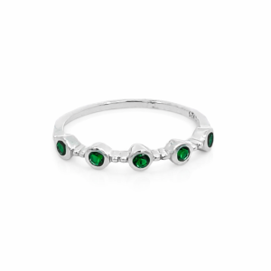 925 GREEN CZ TUBE SET+BALLS ETERNITY RING - 3MM <br/>M14061
