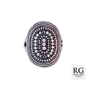 925 OXI OVAL ROPE+MILLGRAIN RING - 24MM <br/>M14063