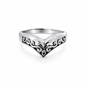 925 OXI FILIGREE+PLAIN WISHBONE RING - 12MM <br/>M14065
