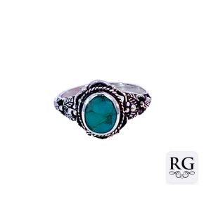 925 OXI OVAL TURQ PASTE VINTAGE RING - 12MM <br/>M14068
