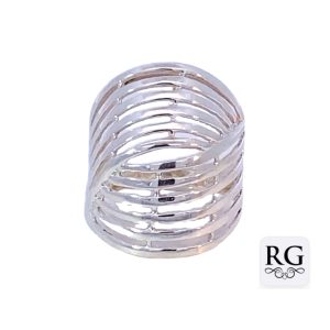 925 OPEN CUT 12 STRAND DOME RING - 23MM <br/>M14075