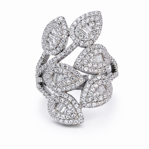 925 RND+BAG CZ PAVE LEAF BROAD RING - 26MM <br/>M14080