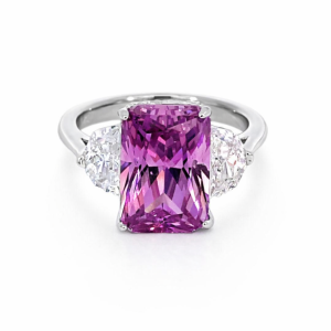925 PINK RECT TRIP STONE RING - 12MM <br/>M14081