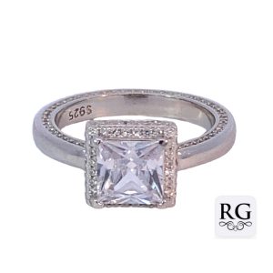 925 SQ CZ PAVE HALO DRESS RING - 10MM <br/>M14083