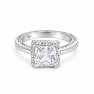 925 SQ CZ PAVE HALO DRESS RING - 10MM <br/>M14083