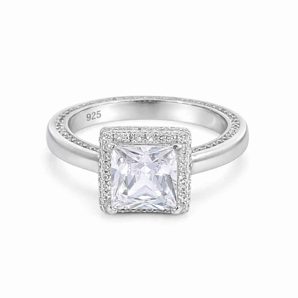 925 SQ CZ PAVE HALO DRESS RING - 10MM <br/>M14083