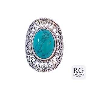 925 OXI OVAL TURQ PASTE VINTAGE RING - 31MM <br/>M14092