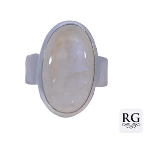 925 OV CABUCHON MOONSTONE TUBE SET RING - 24MM <br/>M14096