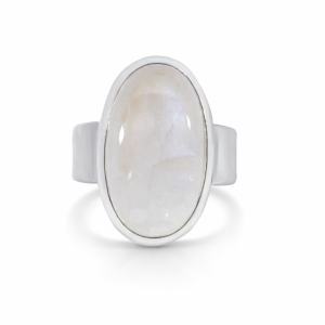 925 OV CABUCHON MOONSTONE TUBE SET RING - 24MM <br/>M14096