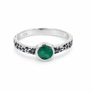 925 OXI RND GREEN AGATE VINTAGE RING - 6MM <br/>M14099