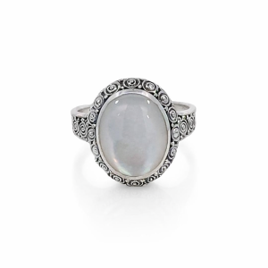 925 OXI OVAL MOP SPIRAL ETCHED RING - 18MM <br/>M14109