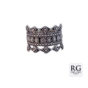 925 OXI MILLGRAIN FILIGREE BROAD BAND RING - 16MM <br/>M14113