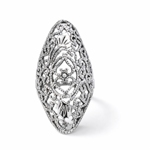 925 OXI MARQUISE SHAPED FILIGREE RING - 40MM <br/>M14116