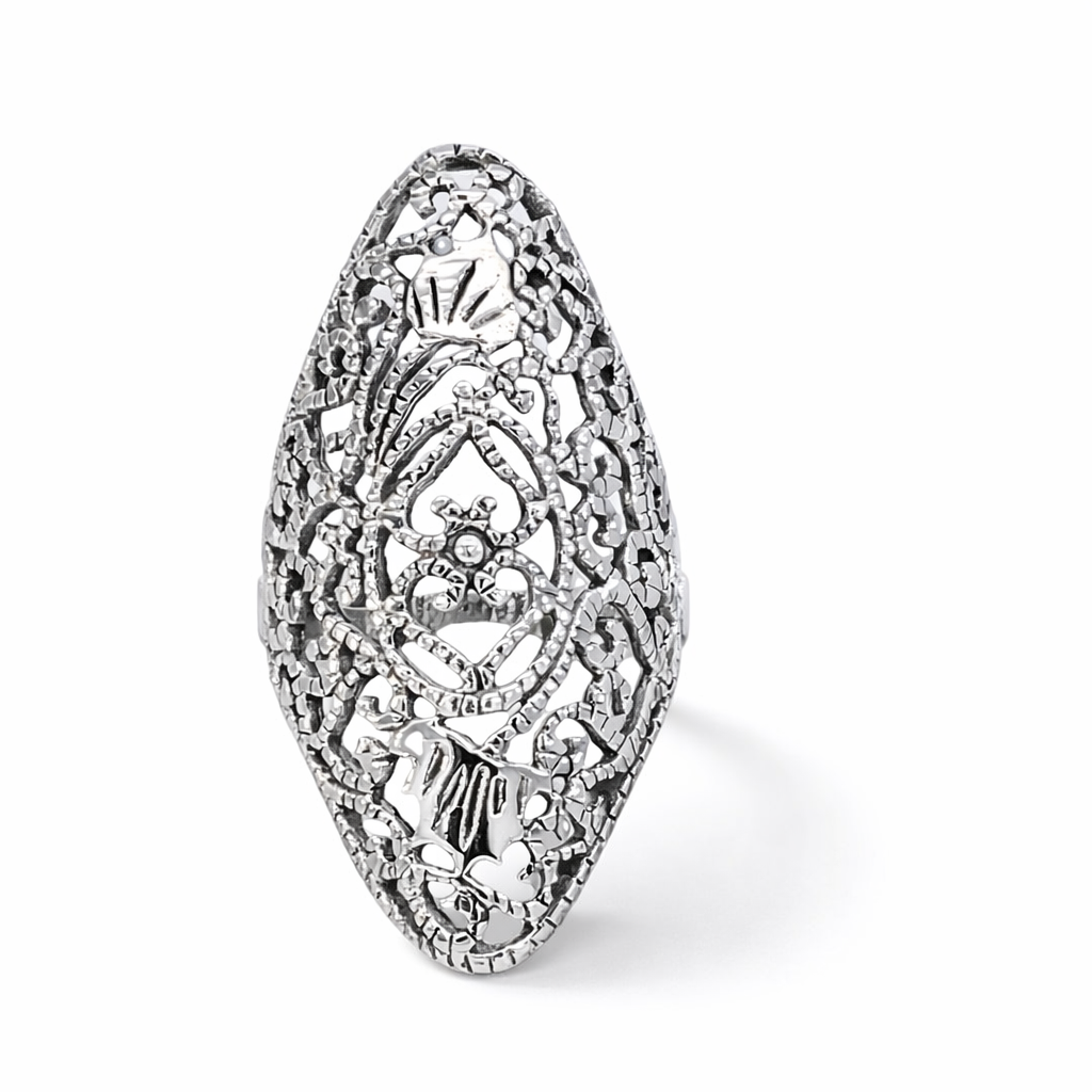 925 OXI MARQUISE SHAPED FILIGREE RING - 40MM <br/>M14116
