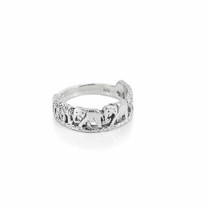 925 OXI OPEN CUT ELEPHANT FAMILY RING - 8MM <br/>M14119