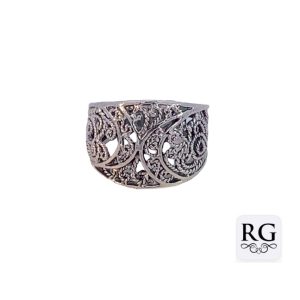 925 OXI SWIRL FILIGREE WIDE BAND - 16MM <br/>M14120