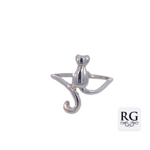 925 PLAIN SITTING CAT RING - 21MM <br/>M14121