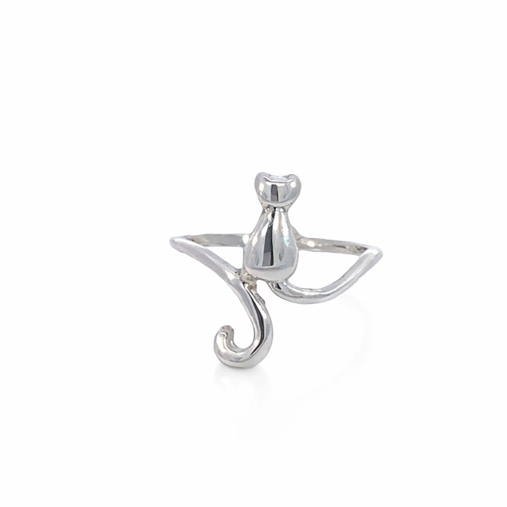 925 PLAIN SITTING CAT RING - 21MM <br/>M14121