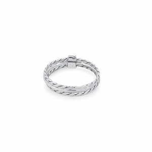 925 OXI DBL ROPE+PLAIN STACKABLE RINGS - 4MM <br/>M14122