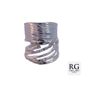 925 HAMMERED+RIDGED OPEN CUT WIDE RING - 25MM <br/>M14125