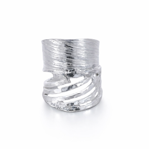 925 HAMMERED+RIDGED OPEN CUT WIDE RING - 25MM <br/>M14125