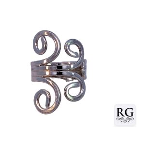 925 OPEN CUT 4 SWIRL ADJUSTABLE RING - 28MM <br/>M14126