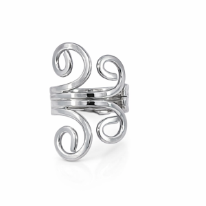 925 OPEN CUT 4 SWIRL ADJUSTABLE RING - 28MM <br/>M14126