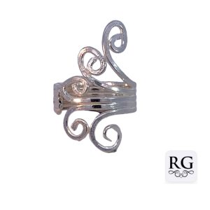 925 OPEN CUT 4 SWIRL ADJUSTABLE RING - 32MM <br/>M14127