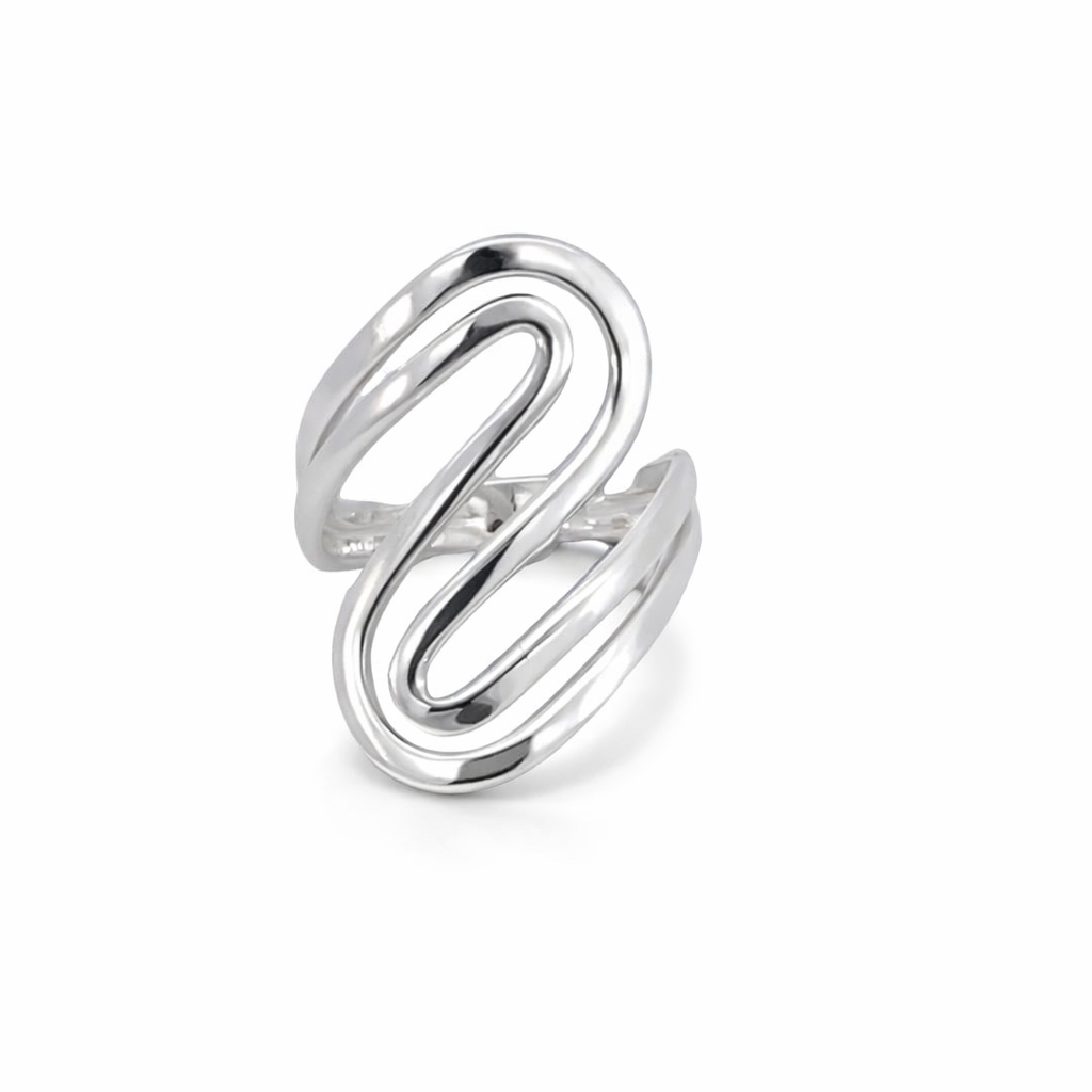 925 PLAIN OPEN CUT DBL WAVY RING - 26MM <br/>M14129