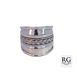 925 ROPE+BRAIDED BALI WIDE RING - 19MM <br/>M14130