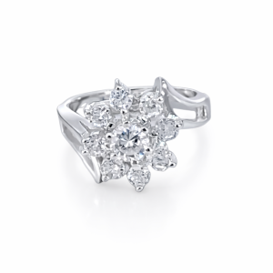925 CZ PAVE CLAW SET FLOWER RING - 15MM <br/>M14132