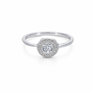 925 CZ PAVE MILLGRAIN RND HALO RING - 9MM <br/>M14134
