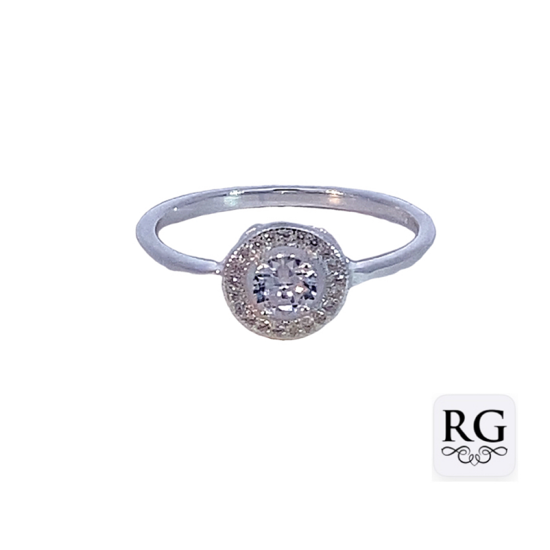 925 CZ PAVE MILLGRAIN RND HALO RING - 9MM <br/>M14134