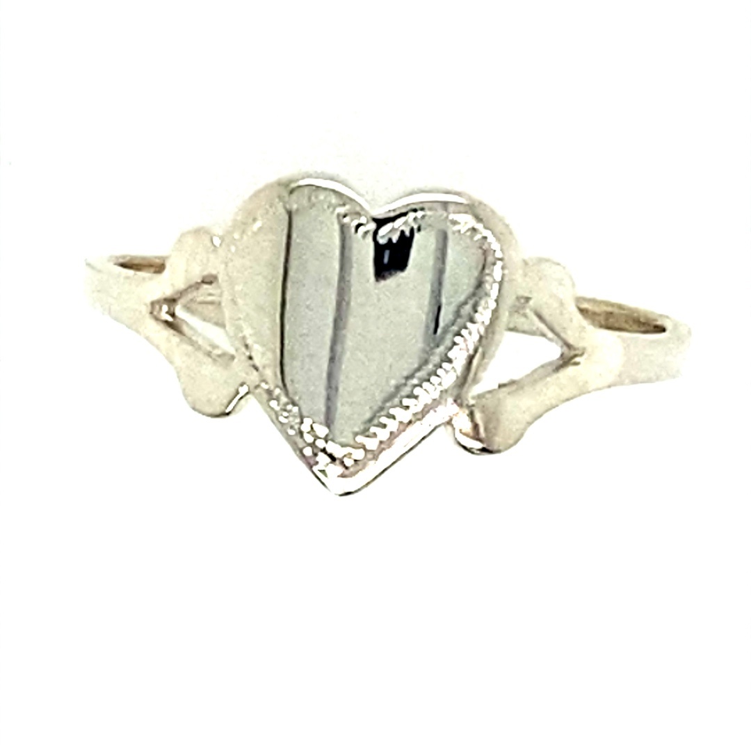 925 BABY ENG SIGNET RING - HEART - 9MM <br/>M14144 - Image 2