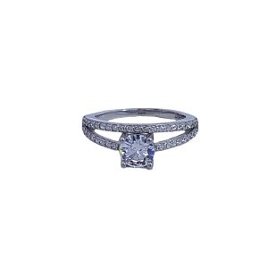 925 CZ PAVE SOLITAIRE+ETERNITY RING - 8MM <br/>M14147