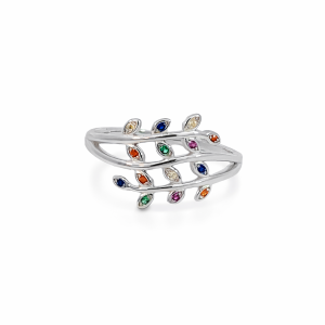 925 MULTI COL DBL OLIVE LEAF RING - 13MM <br/>M14153