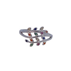 925 MULTI COL DBL OLIVE LEAF RING - 13MM <br/>M14153